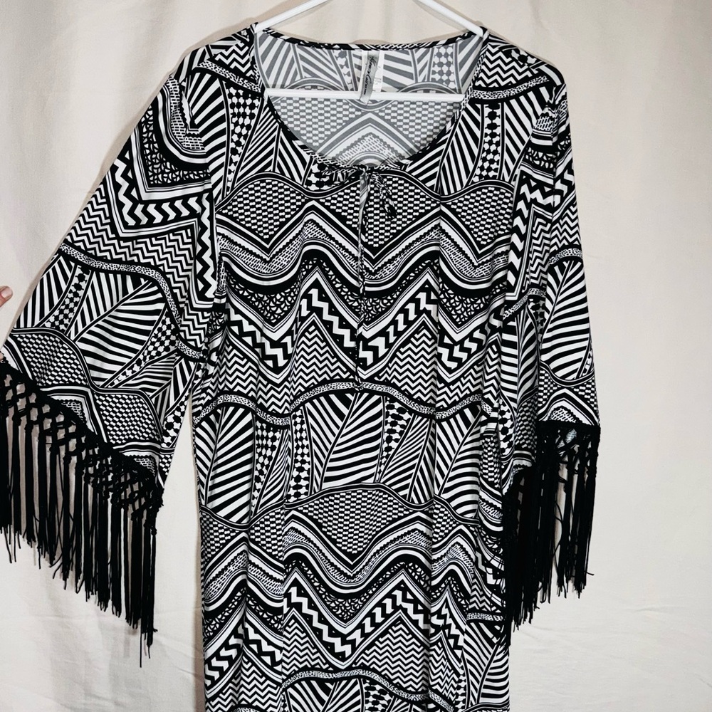 Kenneth Cole Fringe Trim Tunic Dress
